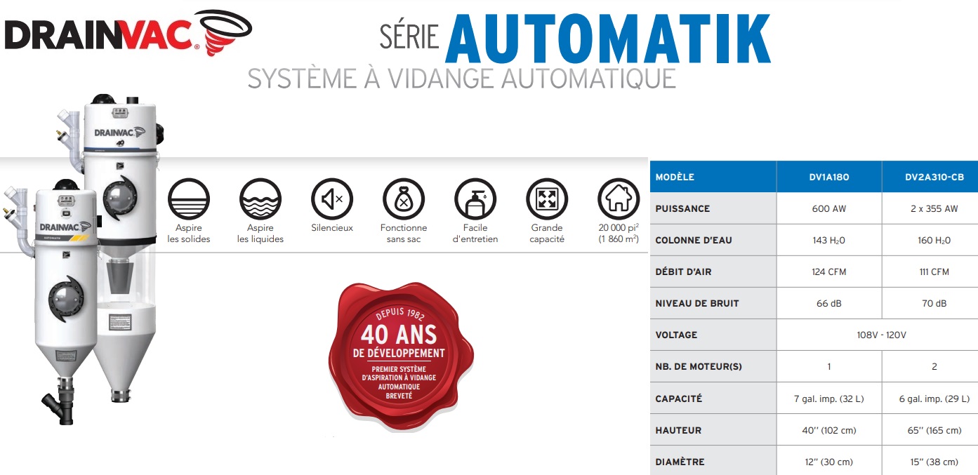 aspirateur central drainvac automatique automatik